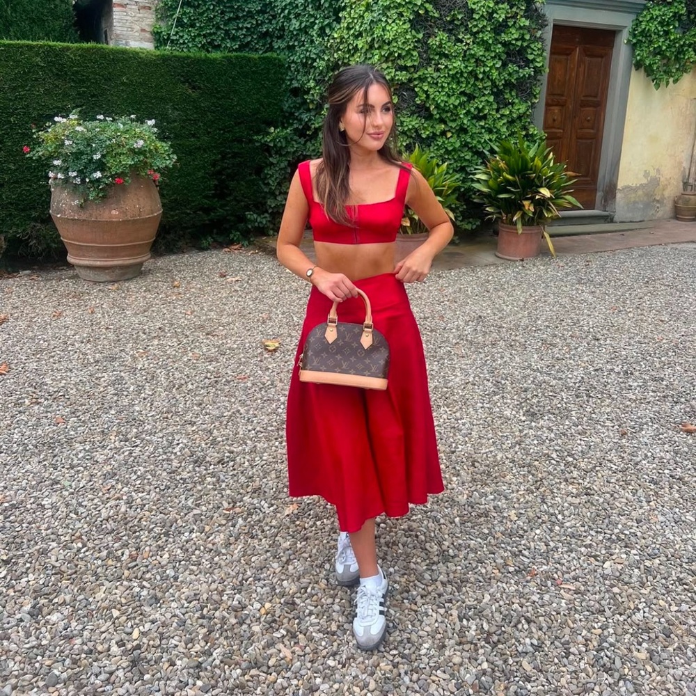 Reformation red Santana Linen Two-Piece Set